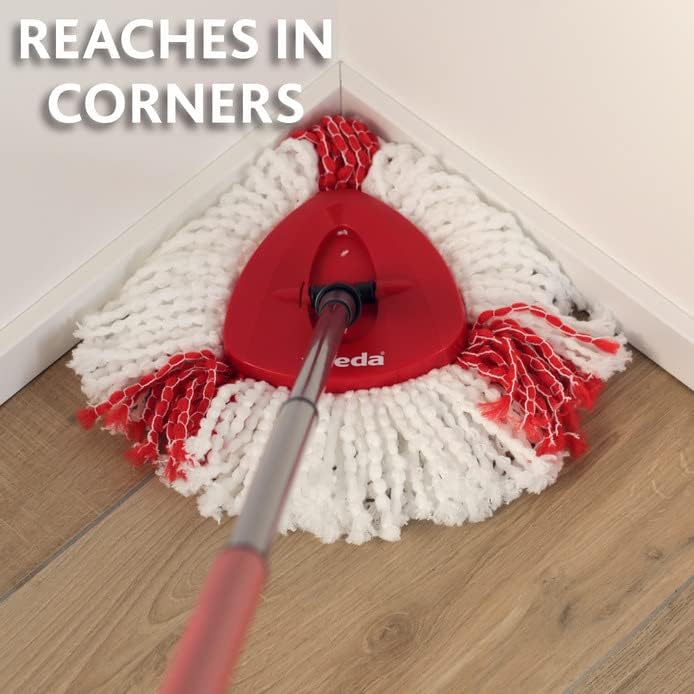 Vileda Turbo Microfibre Spin Mop and Bucket Set with Extra 2-in-1 Head Replacement - Red, 29.6 x 48.6 x 29.3 cm