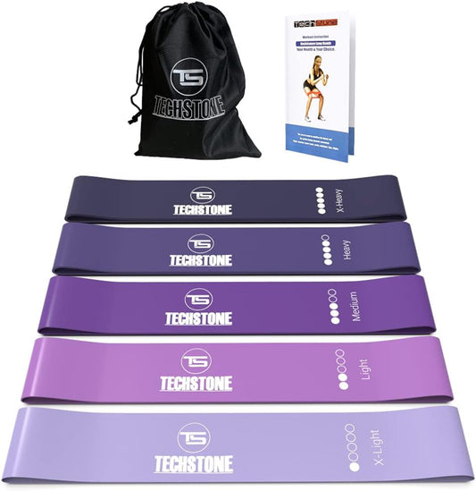 TechStone Resistance Bands Set - Pack of 5 for Men and Women, Multi-Level Elastic Bands for Home Gym and Yoga