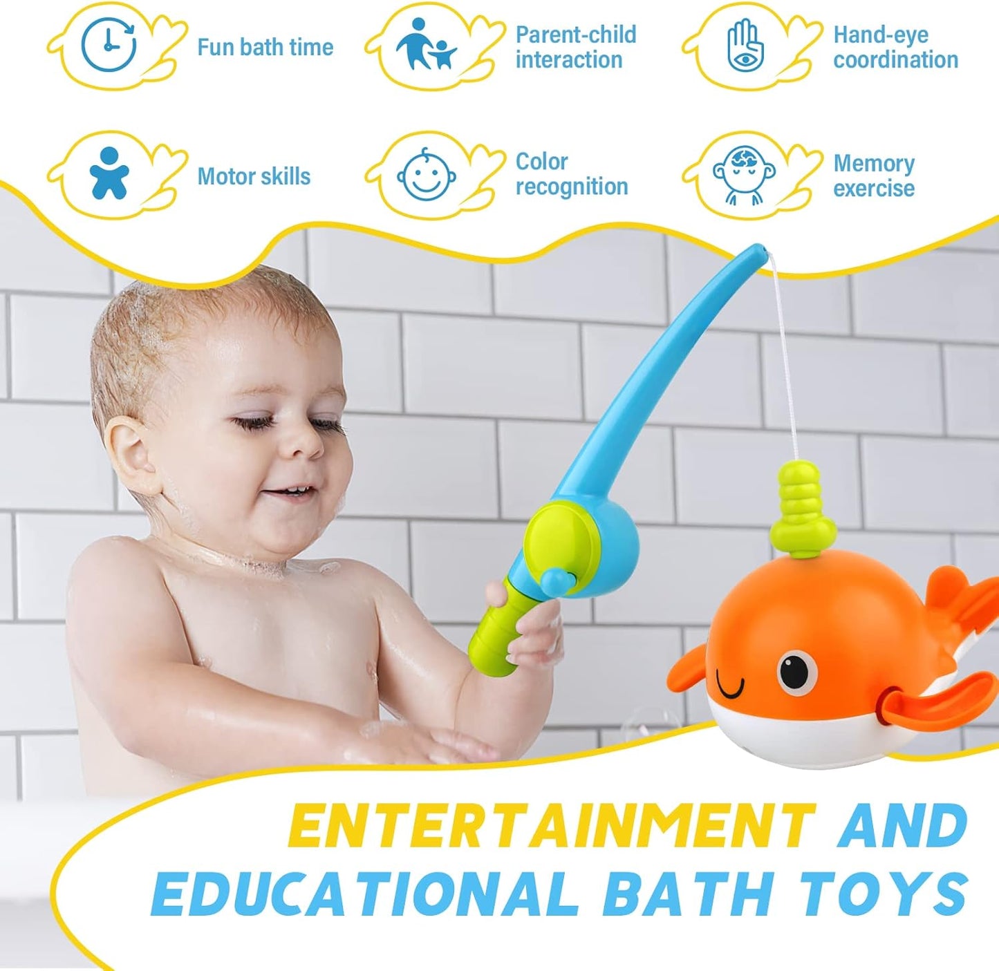 Magnetic Fishing Game Bath Toy - Interactive Bath Time Fun for Babies