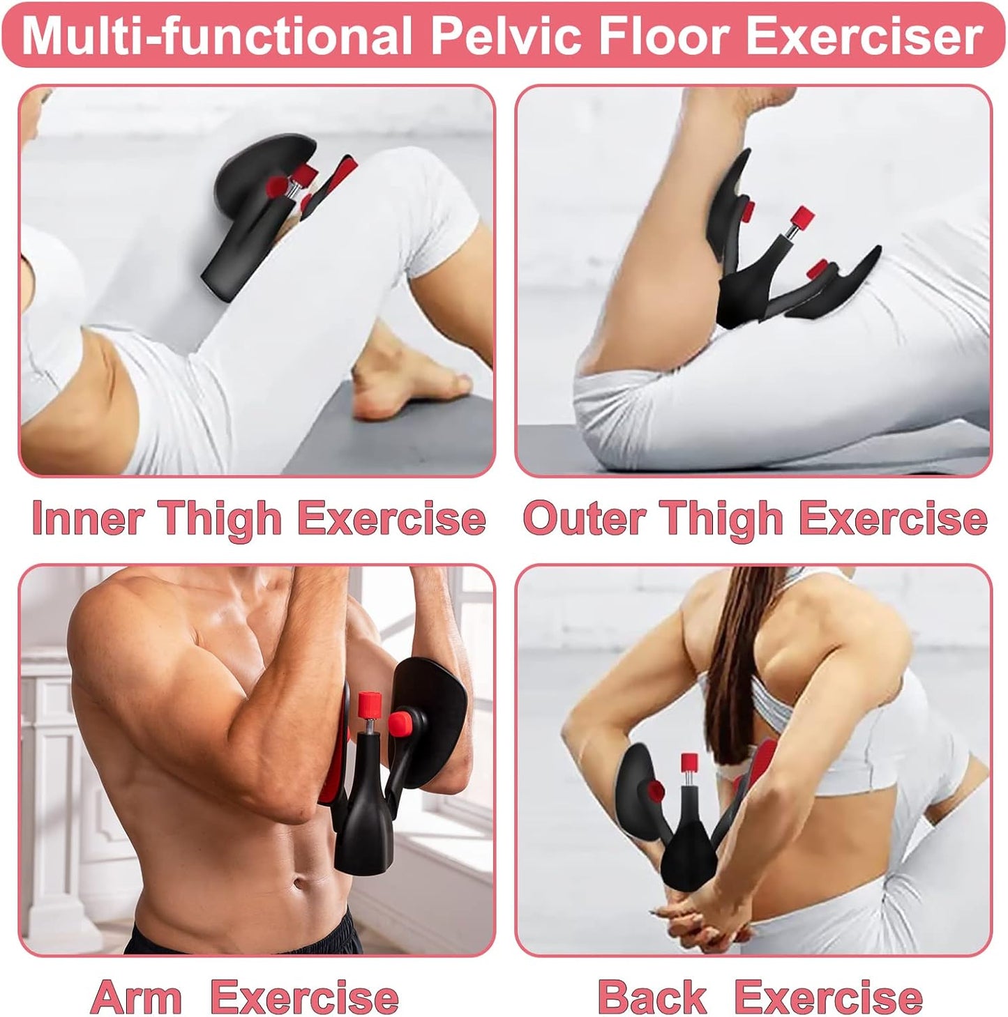 PEESHON Pelvic Floor Strengthener - Adjustable Thigh Exerciser for Home Gym, Multi-functional Training Equipment for Women & Men