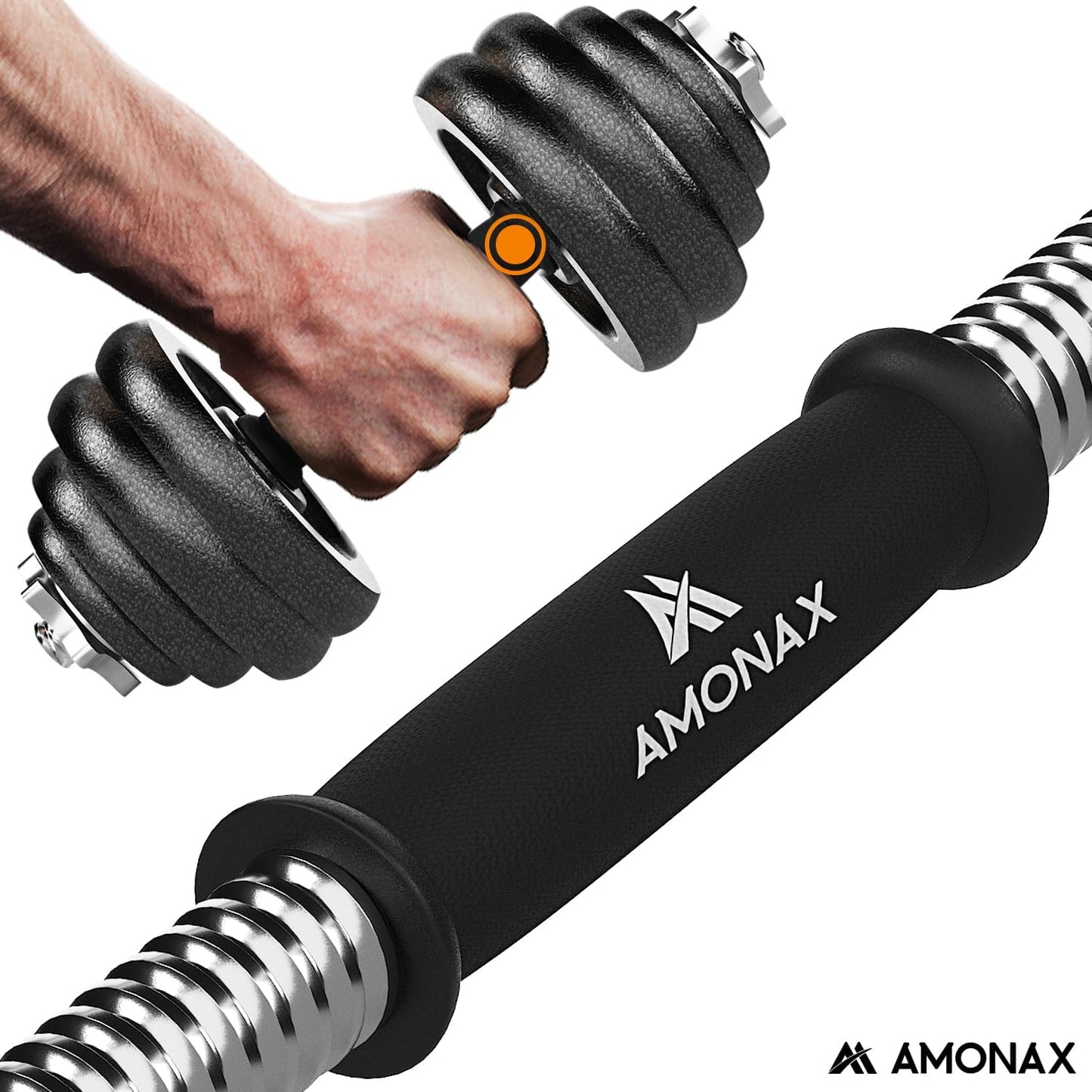 Amonax 20kg/30kg Cast Iron Adjustable Dumbbells Weight Set - Barbell Set for Men & Women, Strength Training Equipment, Home Gym Fitness