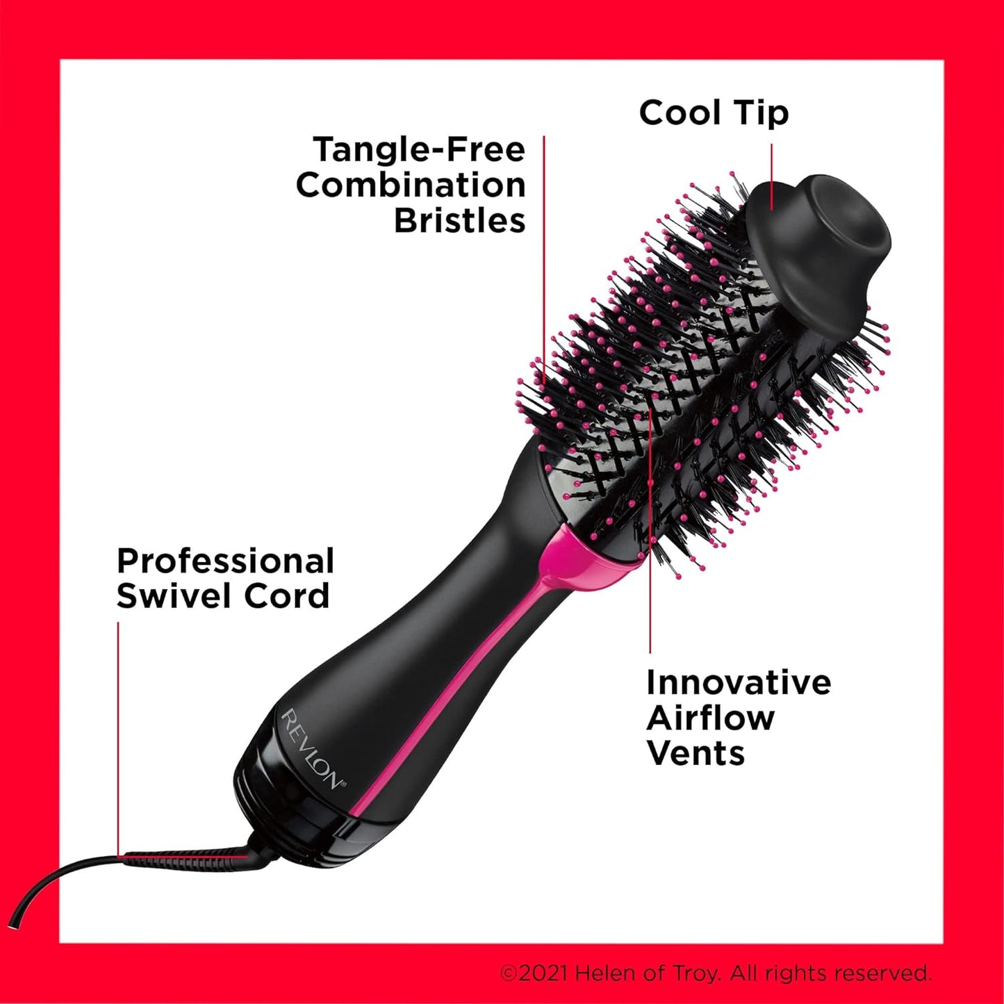 Revlon One-Step Hair Dryer and Volumizer - 2-in-1 Styling Tool with Ionic and Ceramic Technology, Oval Design, RVDR5222