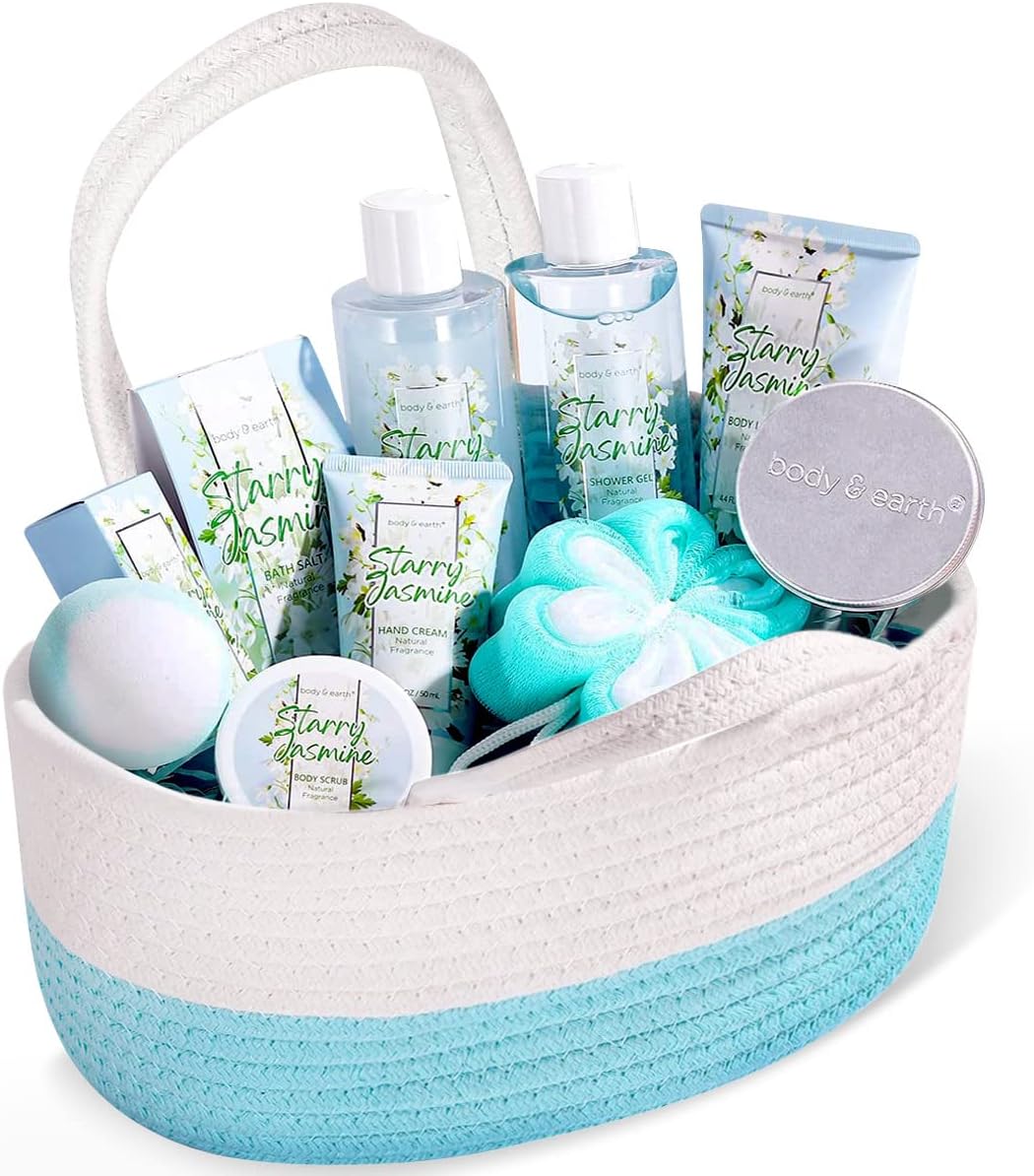 BODY & EARTH Spa Gift Set for Women - 11 Piece Bath and Body Gift Sets with Jasmine Scent