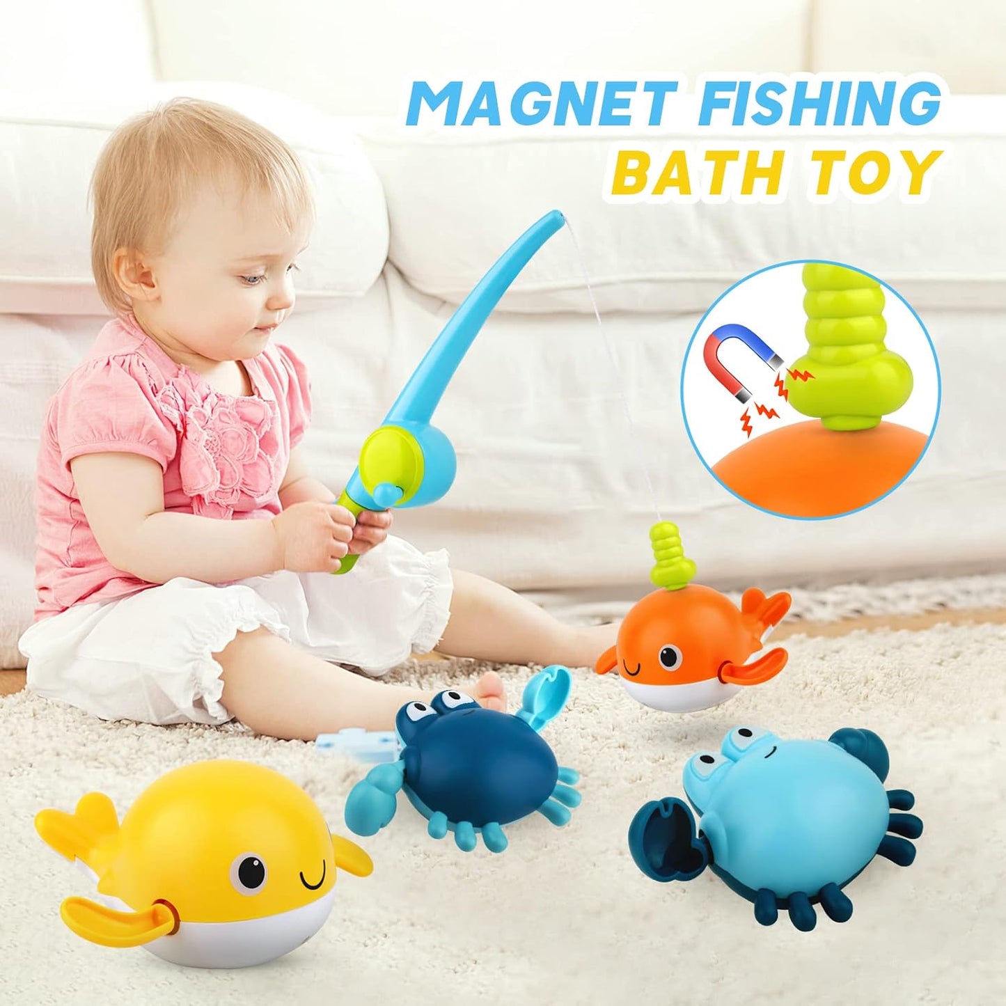 Magnetic Fishing Game Bath Toy - Interactive Bath Time Fun for Babies