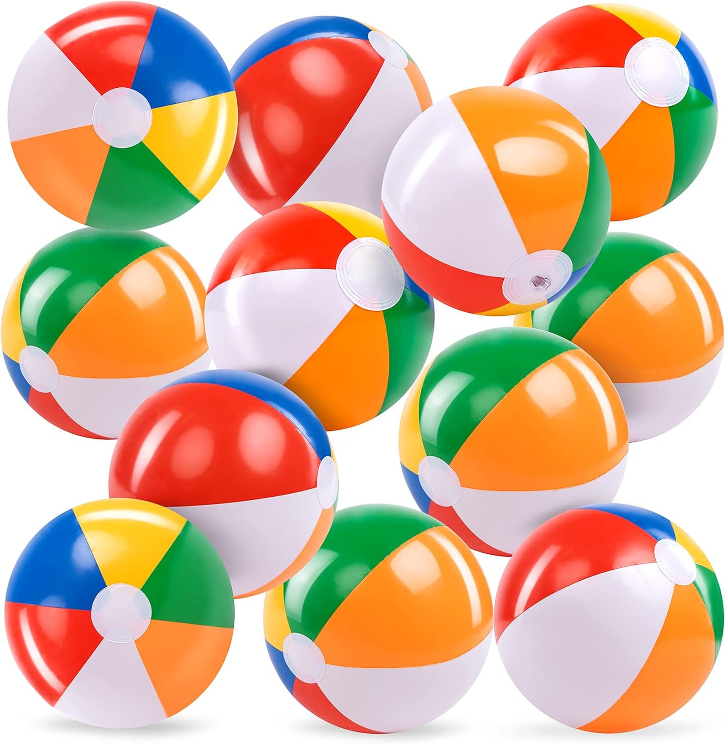 JOYIN Rainbow Beach Balls (12 Pack), 30 cm Inflatable Swimming Pool Toys for Kids and Adults