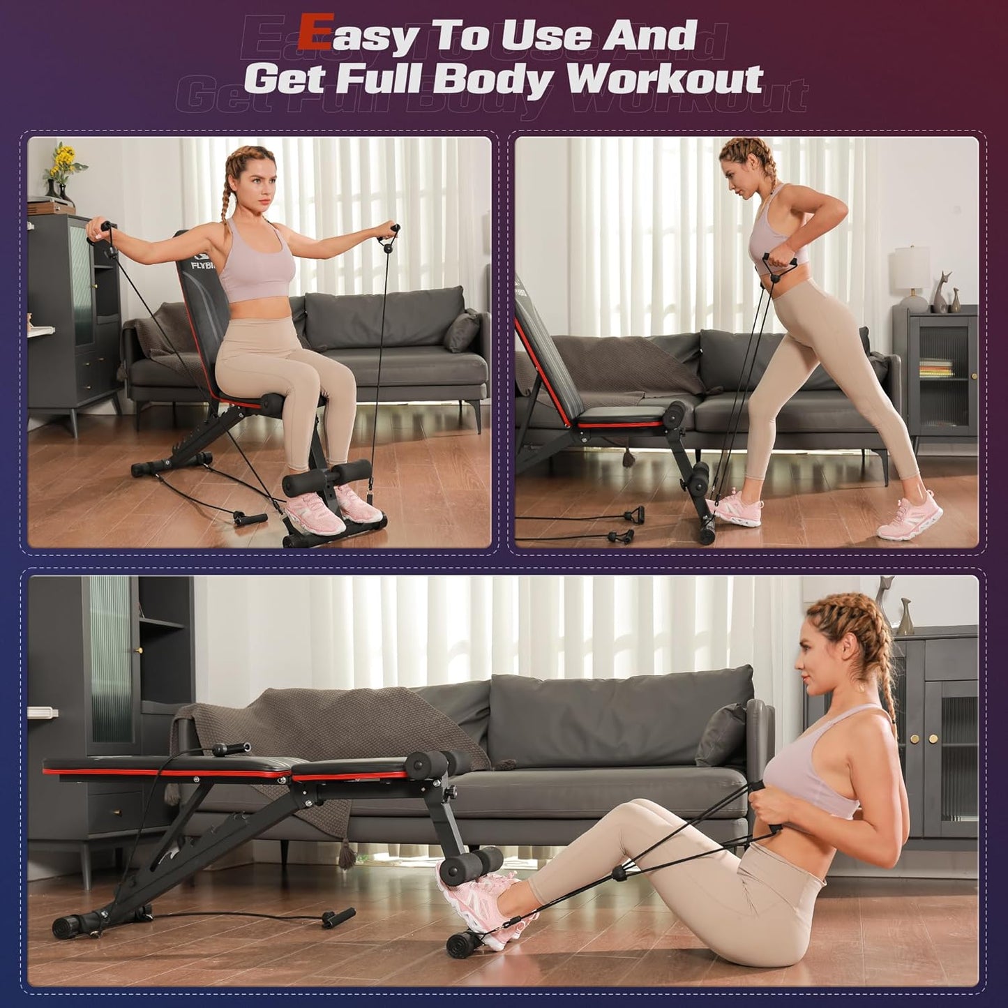 FLYBIRD Adjustable Bench - Utility Weight Bench for Full Body Workout, Multi-Purpose Foldable Incline/Decline Bench