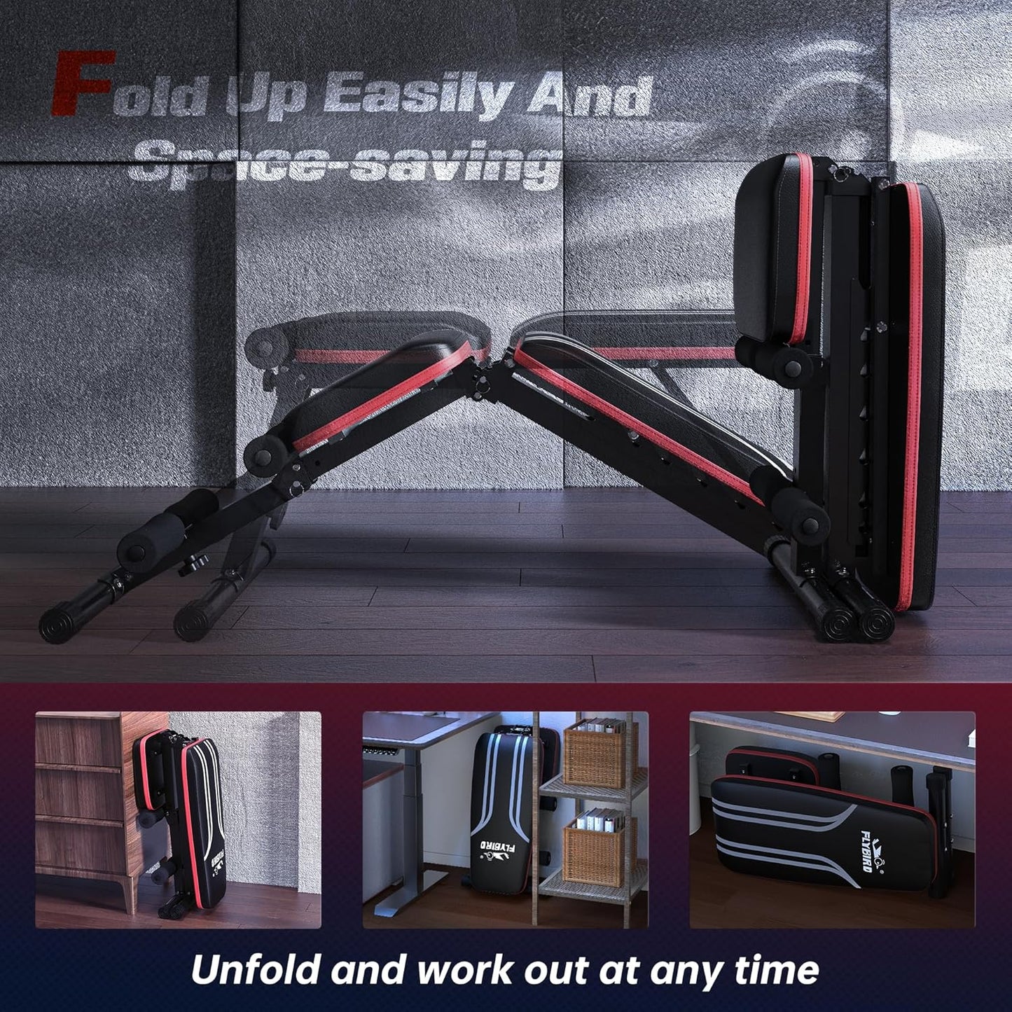 FLYBIRD Adjustable Bench - Utility Weight Bench for Full Body Workout, Multi-Purpose Foldable Incline/Decline Bench