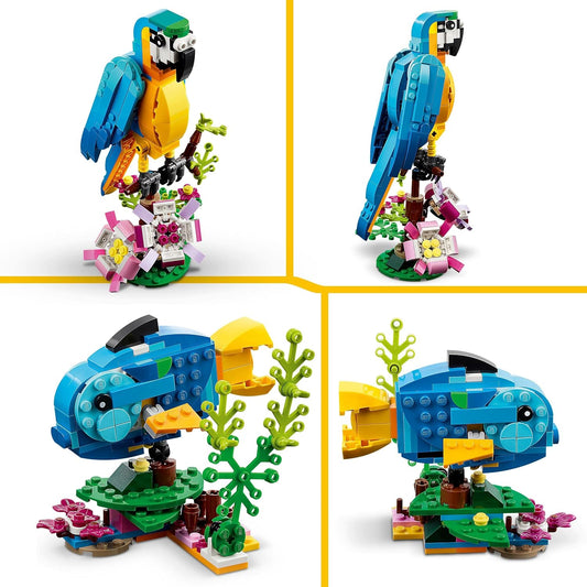 LEGO Creator 3-in-1 Exotic Parrot to Frog to Fish Animal Figures Building Toy, for Kids Aged 7 and Up