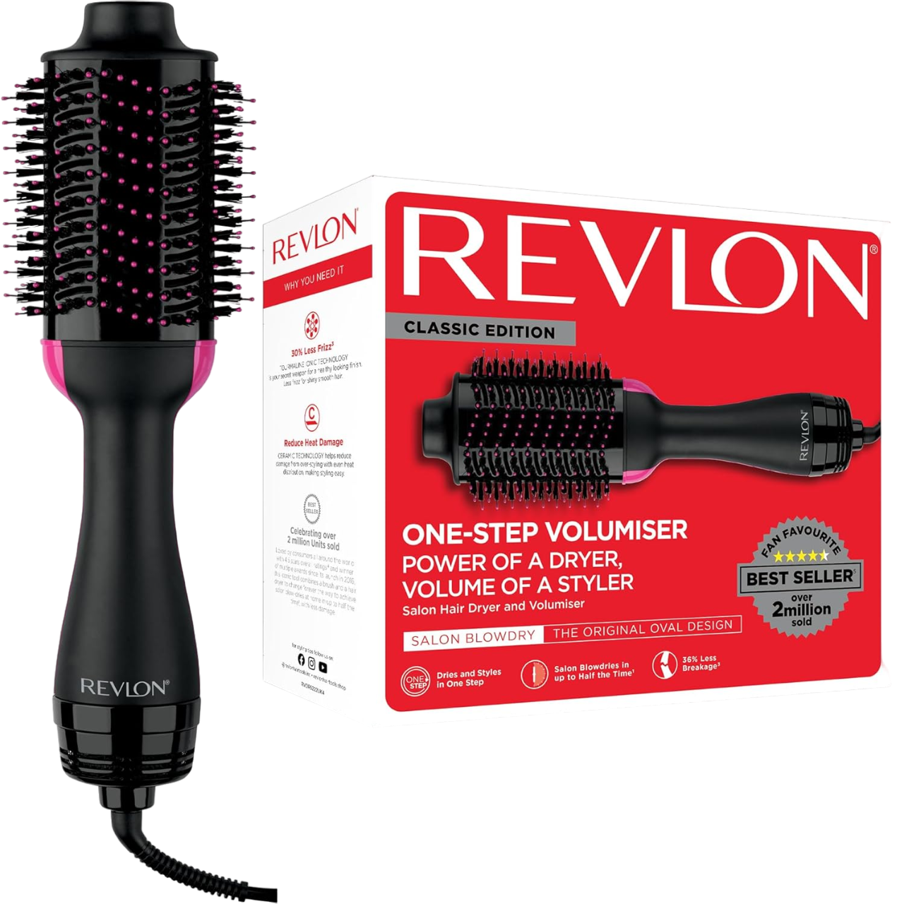 Revlon One-Step Hair Dryer and Volumizer - 2-in-1 Styling Tool with Ionic and Ceramic Technology, Oval Design, RVDR5222